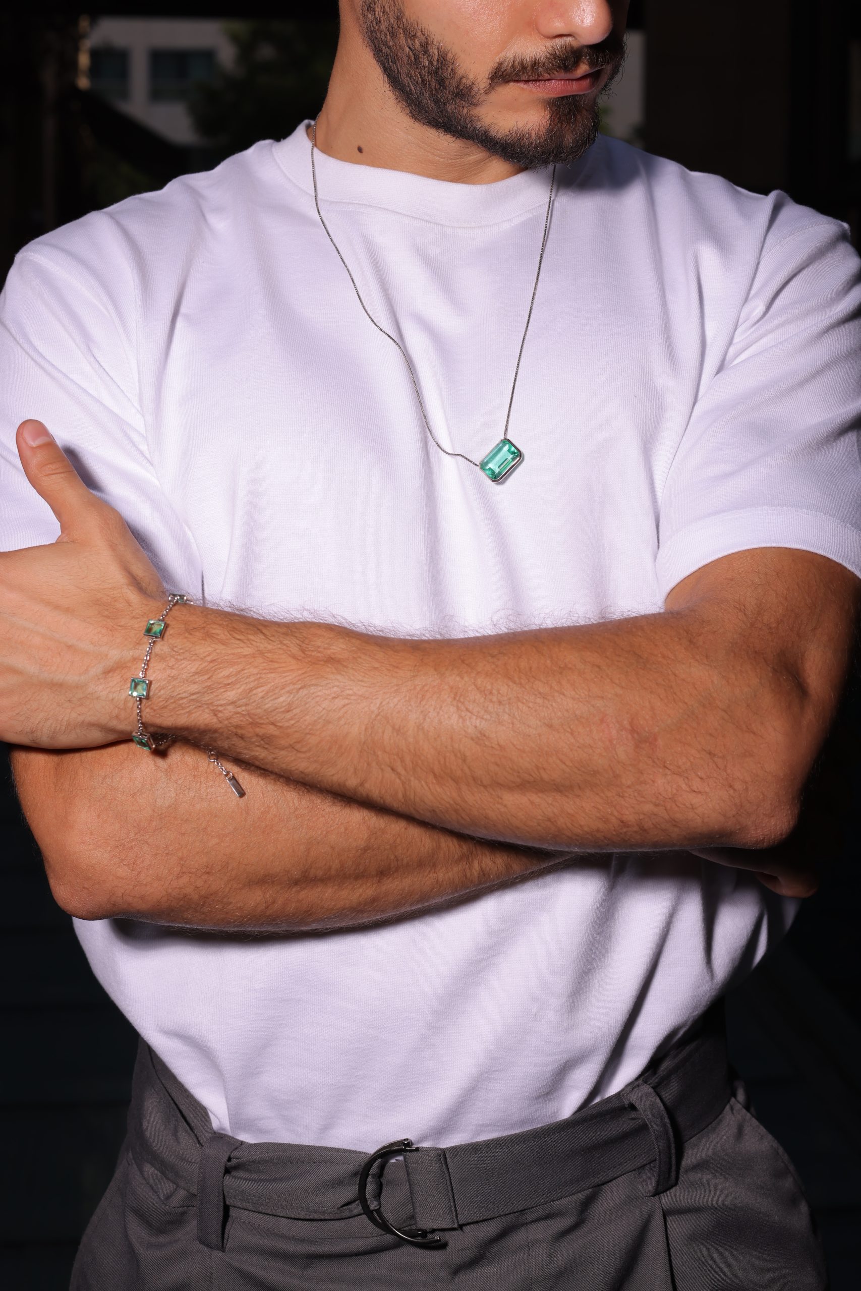 PARAÍBA FLOW NECKLACE 18K Gold Vermeil — on model