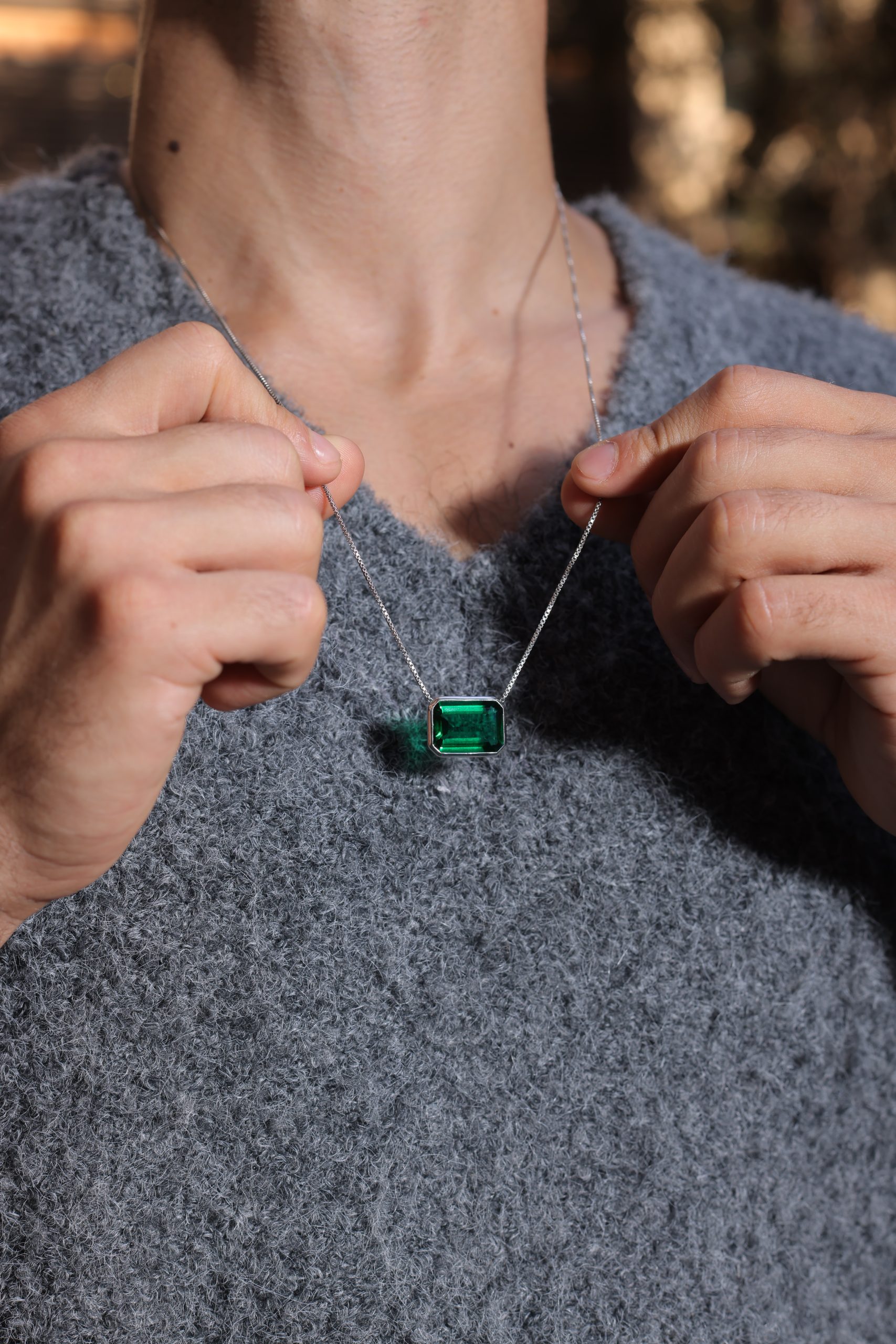 EMERALD BLOOM NECKLACE Sterling Silver — styling view