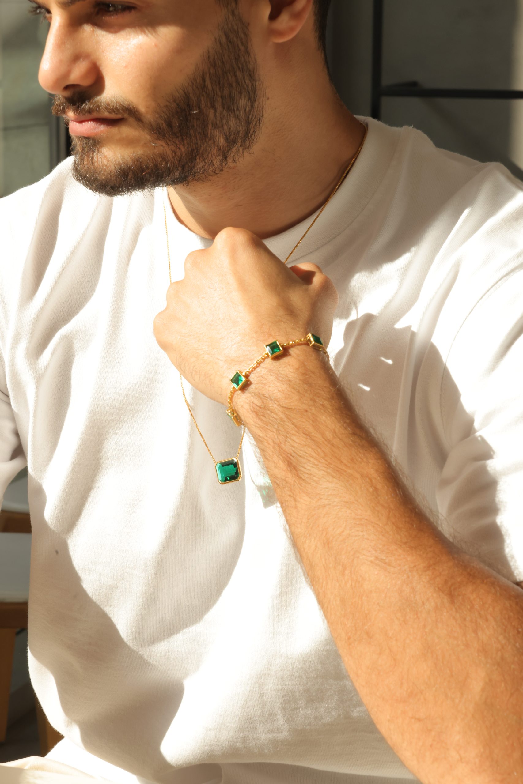 EMERALD BLOOM BRACELET 18K Gold Vermeil — on model
