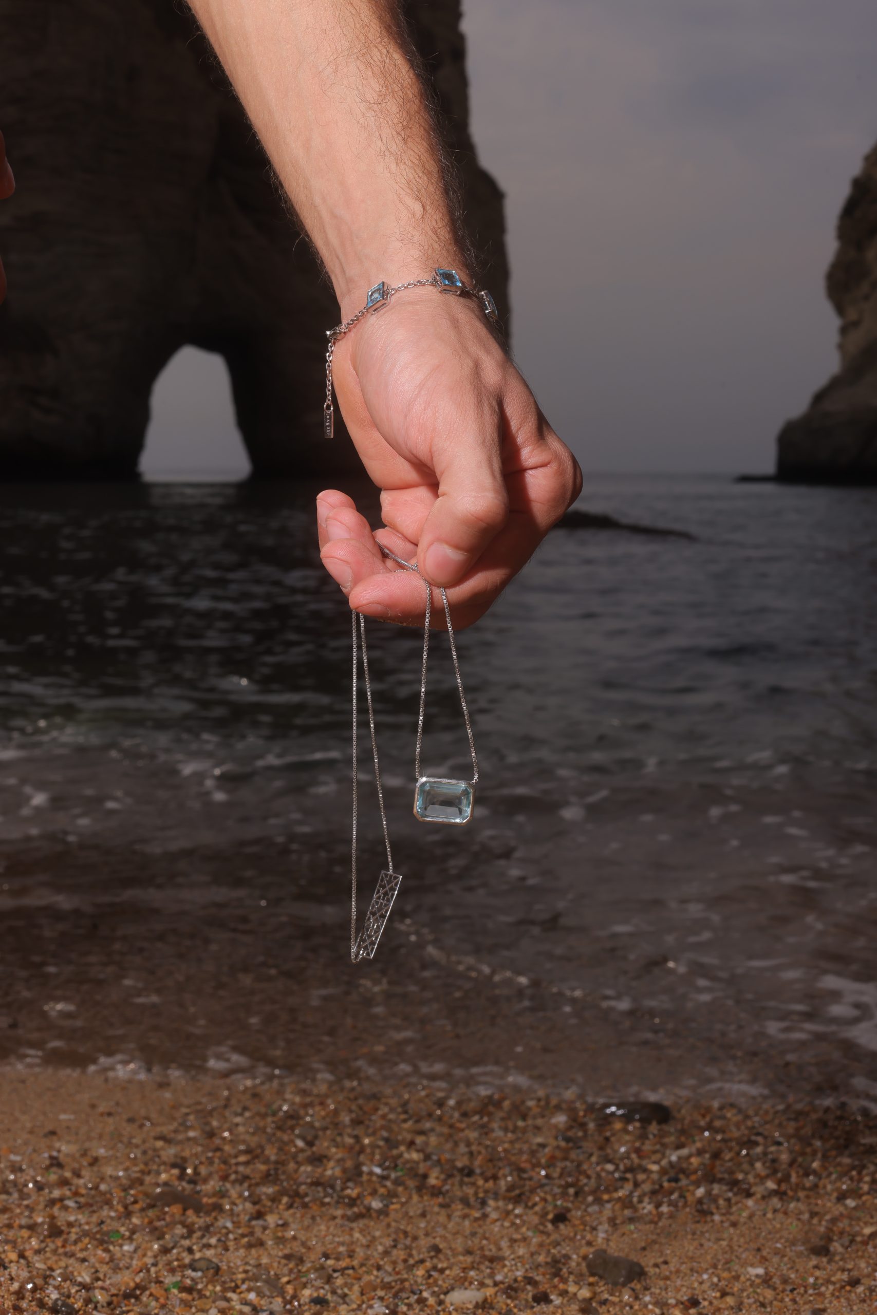 AQUA MIST BRACELET Sterling Silver — on model