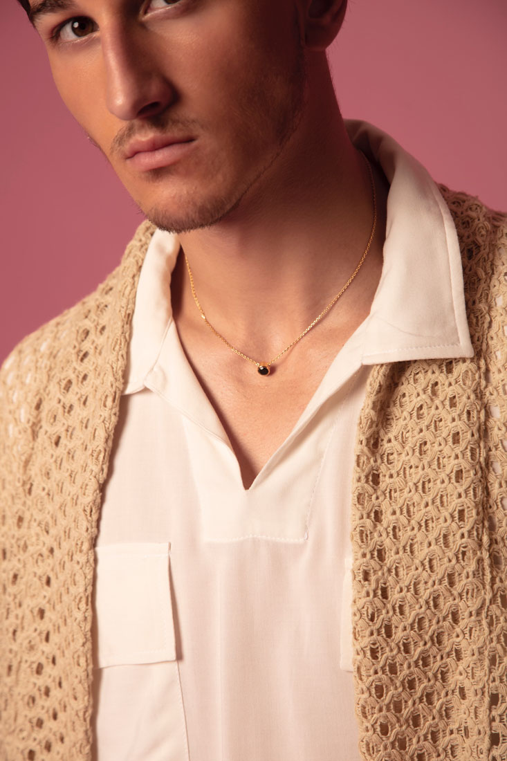Pasadena Dark Onyx Choker 18K Gold Vermeil — detail shot