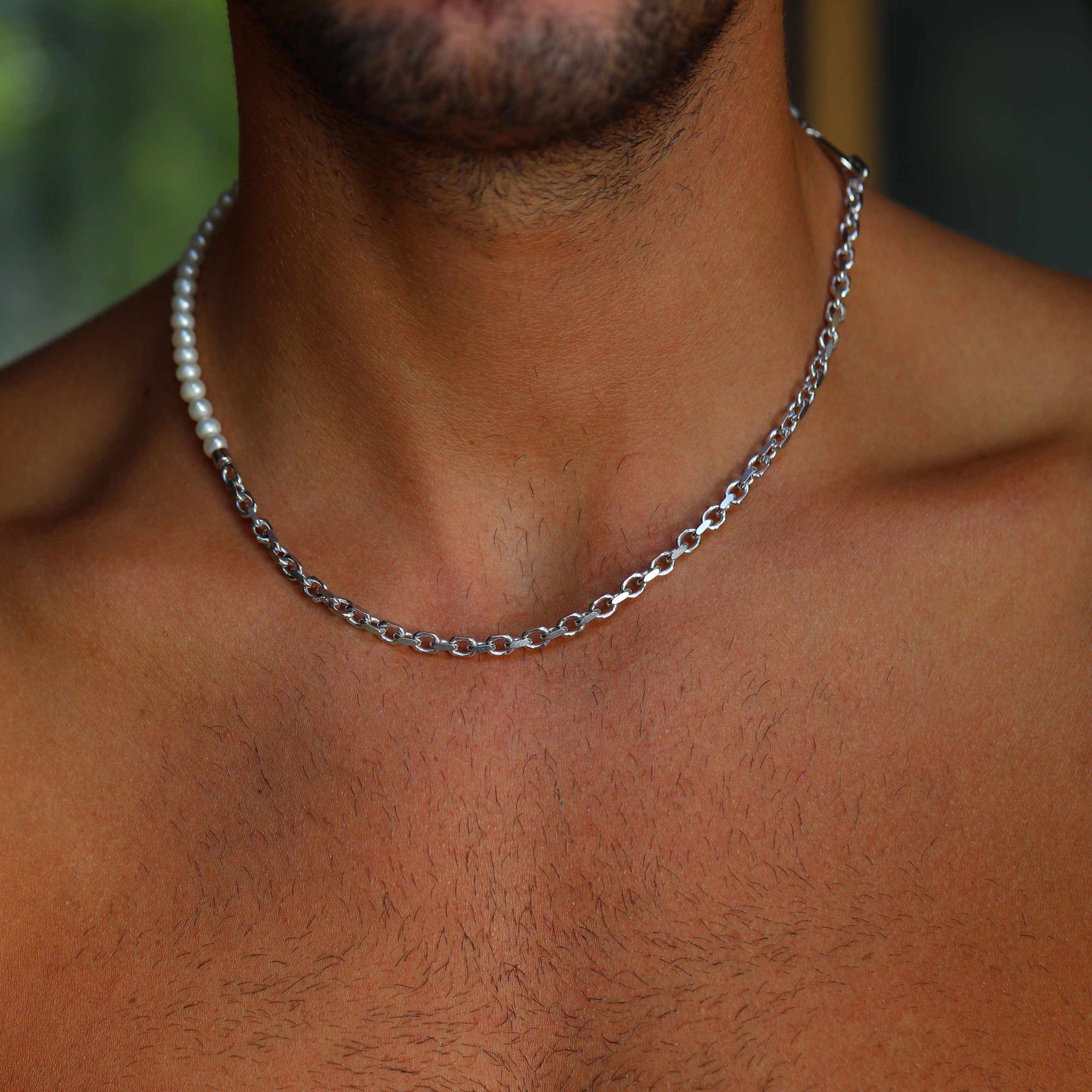 Pearl Aurora Necklink — on model