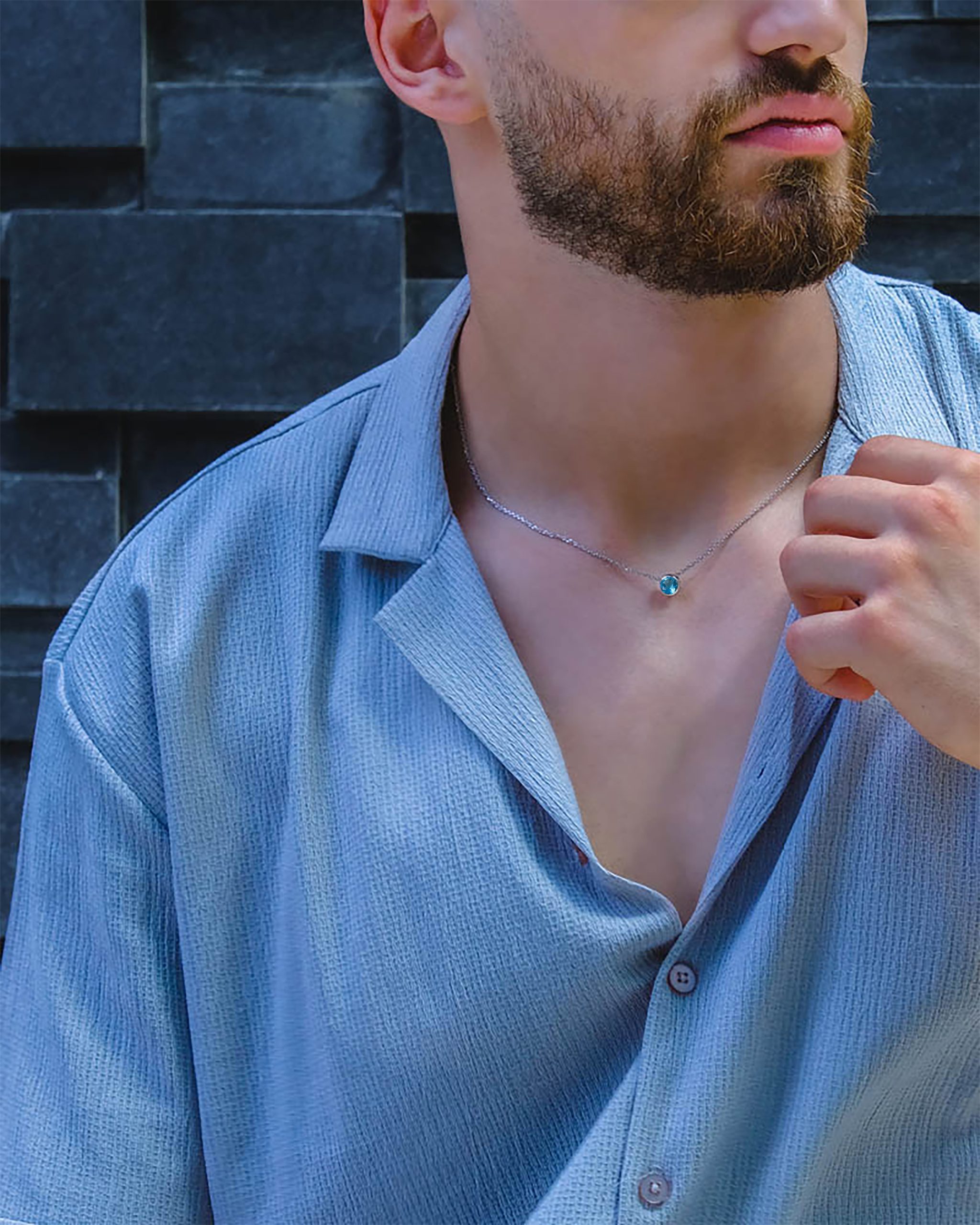 Tijuana Blue Topaz Choker Sterling Silver — detail shot